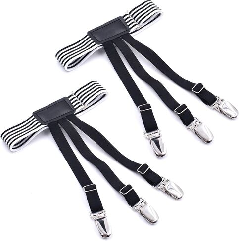 Shirt Stays for Men Shirttail Holder Men's Dress Shirt Garters Keep Your Shirt Tucked In Non-slip Clips 1 Pair Stripes in Saudi Arabia