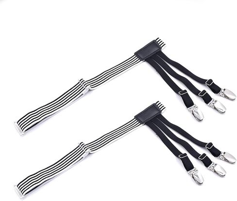 Shirt Stays for Men Shirttail Holder Men's Dress Shirt Garters Keep Your Shirt Tucked In Non-slip Clips 1 Pair Stripes in Saudi Arabia