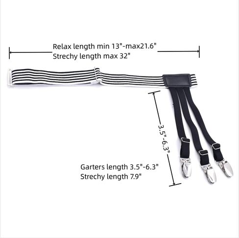 Shirt Stays for Men Shirttail Holder Men's Dress Shirt Garters Keep Your Shirt Tucked In Non-slip Clips 1 Pair Stripes in Saudi Arabia