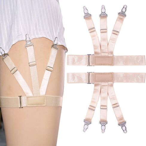 Shirt Stays for Men Shirttail Holder Men's Dress Shirt Garters Keep Your Shirt Tucked In Non-slip Clips 1 Pair Stripes in Saudi Arabia