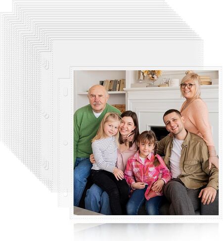 100 Pack 12" x 12" Photo Album Pages for 3 Ring Binder, Scrapbook Page Protectors, Craft Paper Protective Sleeves Photo Vinyl Storage Pockets Organizer Scrapbook Binder Album Supplies Refill Pages in Saudi Arabia