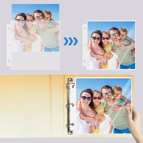 100 Pack 12" x 12" Photo Album Pages for 3 Ring Binder, Scrapbook Page Protectors, Craft Paper Protective Sleeves Photo Vinyl Storage Pockets Organizer Scrapbook Binder Album Supplies Refill Pages in Saudi Arabia