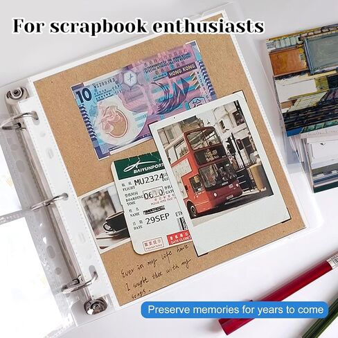 100 Pack 12" x 12" Photo Album Pages for 3 Ring Binder, Scrapbook Page Protectors, Craft Paper Protective Sleeves Photo Vinyl Storage Pockets Organizer Scrapbook Binder Album Supplies Refill Pages in Saudi Arabia