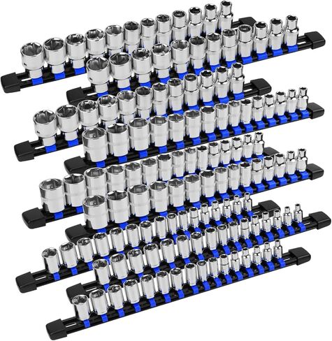 Socket Organizer Holder Tool Box: 9-Piece Socket Holders 1/4 X 48 Clips 3/8 X 45 Clips 1/2 X 36 Clips Socket Rail Heavy Duty Holder w Socket Labels Socket Organizer for Tool Box Drawer(Green) in Saudi Arabia
