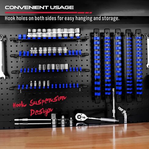 Socket Organizer Holder Tool Box: 9-Piece Socket Holders 1/4 X 48 Clips 3/8 X 45 Clips 1/2 X 36 Clips Socket Rail Heavy Duty Holder w Socket Labels Socket Organizer for Tool Box Drawer(Green) in Saudi Arabia