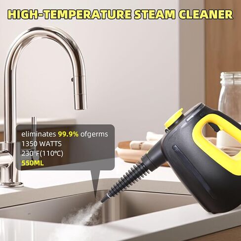 Handheld Steam Cleaner 1350W high-power with 9 Piece Accessories with Safety Lock Multi-Purpose Steamer for Home Use Multi-Surface Natural Steam Cleaner for Furniture,Upholstery, Car, Floor in Saudi Arabia