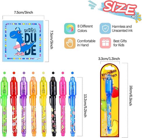 Toys for Girls Boys, Invisible Ink Pen for Kids, Party Favors for Kids,Secret Message Magic Markers is Outdoor Boys Girls Fun Activity, Toys for 6-12 Year Old Girls Boys Birthday (FP-SPYPEN-8-8PACK) in Saudi Arabia