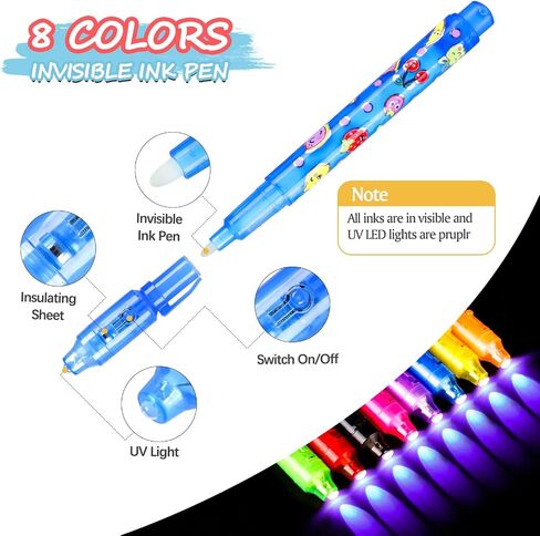 Toys for Girls Boys, Invisible Ink Pen for Kids, Party Favors for Kids,Secret Message Magic Markers is Outdoor Boys Girls Fun Activity, Toys for 6-12 Year Old Girls Boys Birthday (FP-SPYPEN-8-8PACK) in Saudi Arabia