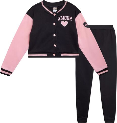 Angel Face Girls' Sweatsuit - 2 Piece Fleece Varsity Jacket and Sweatpants Set - Cute Outfit Set for Girls (7-16) in Kuwait