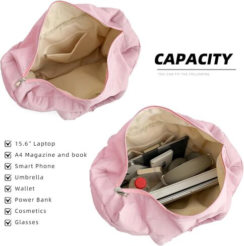 Quilted Puffer Tote Bag for Women Soft Puffy Hobo Crossbody Handbags Purse Lightweight Shoulder Bag in Kuwait