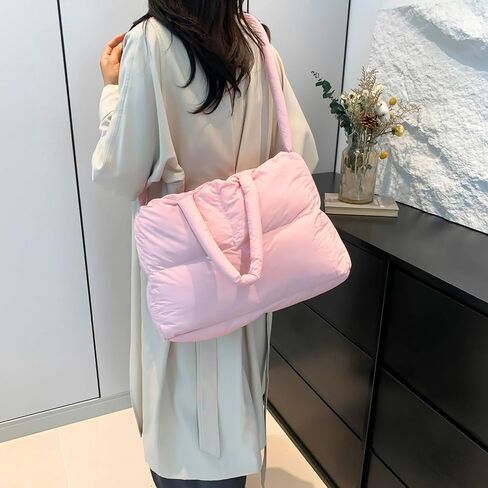 Quilted Puffer Tote Bag for Women Soft Puffy Hobo Crossbody Handbags Purse Lightweight Shoulder Bag in Kuwait