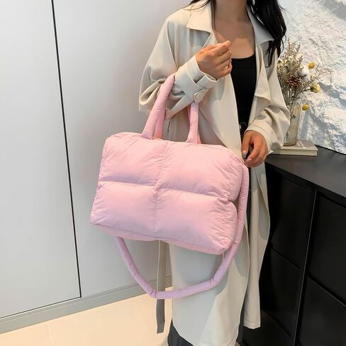 Quilted Puffer Tote Bag for Women Soft Puffy Hobo Crossbody Handbags Purse Lightweight Shoulder Bag in Kuwait