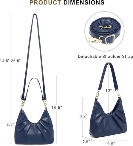 Dasein Ruched Hobo Handbag for Women Retro Shoulder Purse Crossbody Bag with 2 Removable Straps in Saudi Arabia