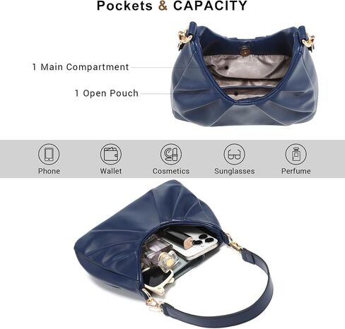 Dasein Ruched Hobo Handbag for Women Retro Shoulder Purse Crossbody Bag with 2 Removable Straps in Saudi Arabia