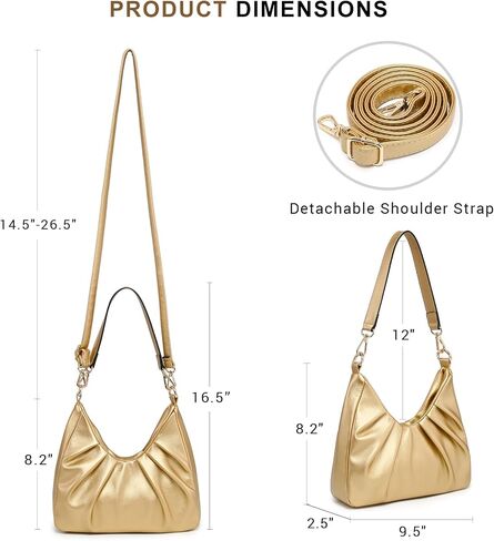 Dasein Ruched Hobo Handbag for Women Retro Shoulder Purse Crossbody Bag with 2 Removable Straps in Saudi Arabia