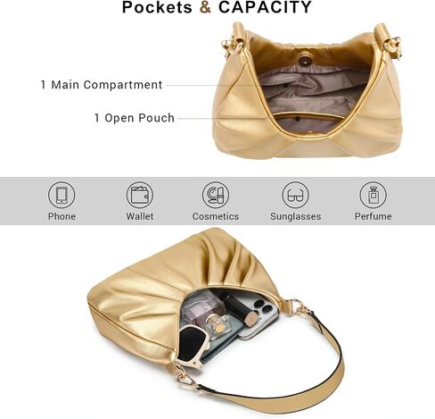 Dasein Ruched Hobo Handbag for Women Retro Shoulder Purse Crossbody Bag with 2 Removable Straps in Saudi Arabia