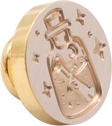 Drift Bottle Wax Seal Stamp, 25mm Brass Wax Stamp Head with Wooden Handle, Vintage Sealing Wax Stamp Suitable for Making Wax Seals to Decorate Envelopes, Letters, Invitations, Cards, Gift Wrap in Saudi Arabia