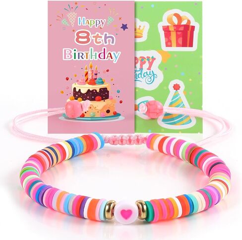 Bracelet Birthday Gifts for 6-10 Year Old Girls, Ideal 6 Year Old Girl Birthday Gift, with Birthday Stickers and Blessing Cards, Suitable for Girls, Daughters, Granddaughters, and Nieces in Saudi Arabia