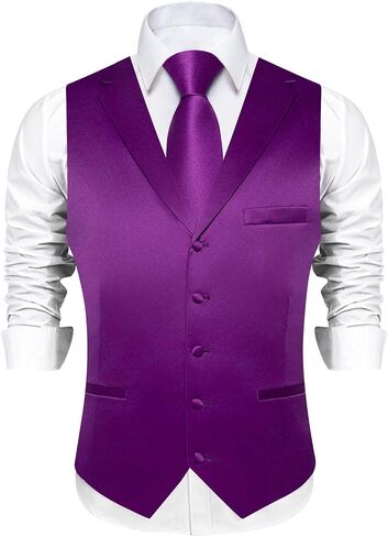 DiBanGu Formal Suit Vest Tie Set for Men Classic Solid Notch Lapel Dress Waistcoat Satin Vest Bowtie for Wedding Party in Saudi Arabia