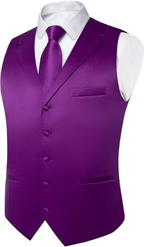 DiBanGu Formal Suit Vest Tie Set for Men Classic Solid Notch Lapel Dress Waistcoat Satin Vest Bowtie for Wedding Party in Saudi Arabia