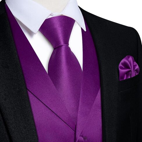 DiBanGu Formal Suit Vest Tie Set for Men Classic Solid Notch Lapel Dress Waistcoat Satin Vest Bowtie for Wedding Party in Saudi Arabia