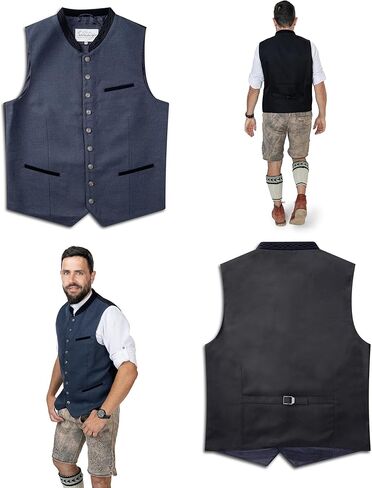 سترة Schöneberger Trachten Couture التقليدية للرجال من Lederhosen باللون الأزرق، وسترة Oktoberfest الكلاسيكية، وصديرية من الصوف الألماني الفاخر in Kuwait
