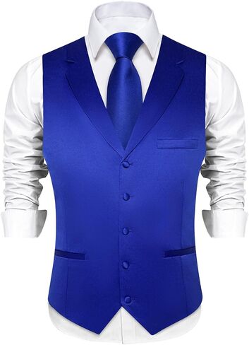 DiBanGu Formal Suit Vest Tie Set for Men Classic Solid Notch Lapel Dress Waistcoat Satin Vest Bowtie for Wedding Party in Saudi Arabia