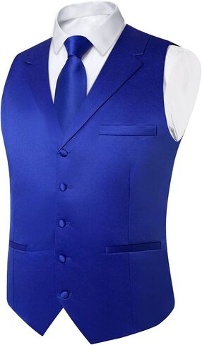 DiBanGu Formal Suit Vest Tie Set for Men Classic Solid Notch Lapel Dress Waistcoat Satin Vest Bowtie for Wedding Party in Saudi Arabia