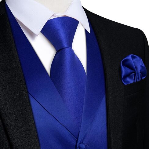 DiBanGu Formal Suit Vest Tie Set for Men Classic Solid Notch Lapel Dress Waistcoat Satin Vest Bowtie for Wedding Party in Saudi Arabia