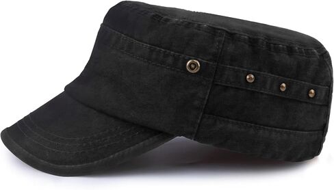 Military Hats for Men - Washed Cotton Military Caps Cadet Army Cap Vintage Adjustable Flat Top Cap in Saudi Arabia