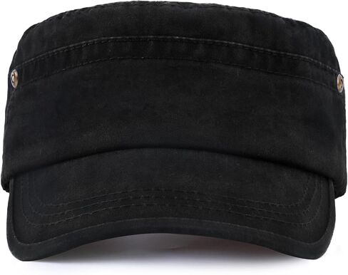 Military Hats for Men - Washed Cotton Military Caps Cadet Army Cap Vintage Adjustable Flat Top Cap in Saudi Arabia