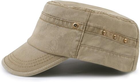 Military Hats for Men - Washed Cotton Military Caps Cadet Army Cap Vintage Adjustable Flat Top Cap in Saudi Arabia