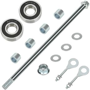 14mm 330mm Mini Bike Rear Axle + 6202RS Rear Wheel Bearing Kit Compatible with Coleman CT200U 196CC 200CC 6.5HP Off Road Gas Powered MIni Bike Powersports Accessories Part 15mm Chain Adjuster
