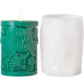 Christmas Candle Silicone Molds, 3D Candle Molds for Candle Making, Silicone Epoxy Resin Mold, Ornament Mould for DIY Candle Soaps Home Decor (C849)