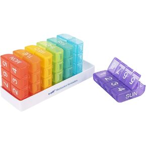 e-Pill 8 Times a Day x 7 Day Large Weekly Pill Organizer, Vitamin and Medicine Box - Clear