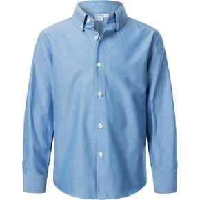 VATPAVE Boys Dress Shirts Long Sleeve Button Down Shirts Formal Uniform Solid Oxford Shirt