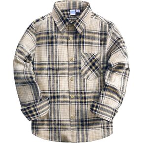 VATPAVE Boys Flannel Button Down Shirt Casual Long Sleeve Plaid Shirts 6-14 Years