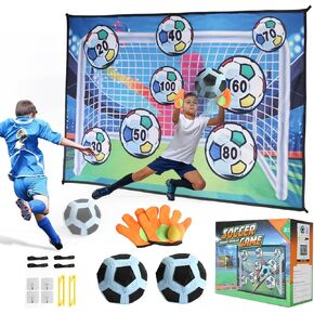 Soccer Ball Game Set with Goalkeeper's Gloves for Young Soccer Lovers Indoor Outdoor Backyard Sport Toy Portable Easy-to-Put up Present for 3 4 5 6 7 Year Old Kids Boys Girls Birthday