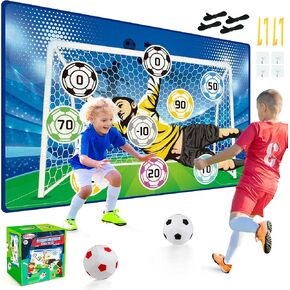 Soccer Ball Game Set for Kids, Toy Soccer Game Trainer Ball Set, Including 2 Soccer Ball and 1 Soccer Training Mat Target, Christmas and Birthday Soccer Gifts, Soccer Game Toys for Boys 8-12