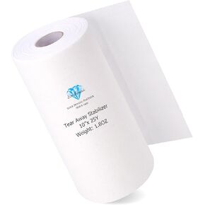 Simthread Tear Away Embroidery Stabilizer Backing - 1.8 Ounces Medium Weight 10" x 25 Yards/Roll