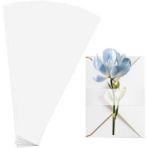 100Pcs Wedding Invitation Accessories, Clear Invitation Belly Bands Vellum Belly Band for 5x7 Invitations Vellum Paper Belly Bands, Wedding Invitation Card Gift Wraps Liners