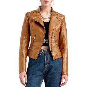 Faux Leather Jacket Women Motorcycle