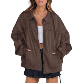 ANRABESS Womens Oversized Leather Jackets Faux Suede Fall Fashion Motorcycle Coats Winter Outfits Clothes 2024