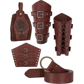 Renaissance Accessories,Renaissance Belt,Medieval Belt Pouch,Leather Wrist Guards Medieval Costume for Halloween