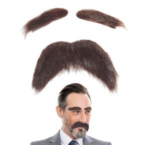 CHGCRAFT 4 Sets Self Adhesive Fake Beard DIY Self Adhesive Eyebrows and Beards for Cosplay Costume Supplies Festival Party