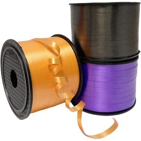 3 Pack 100 Yards Assorted Colors Curling Ribbon,Balloon String for Crafts, Balloon Ribbon, Curly Ribbon for Birthday Party Decorating Crafting Orange Black Purple