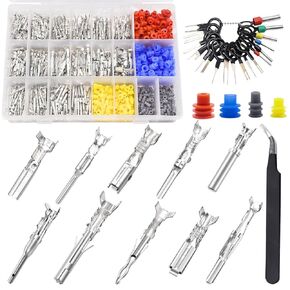 mankk 822PCS Automotive Electrical Pin Connector Terminal Pins Kit Wire Pins 1.5/1.8/2.5/2.8mm Male Female Crimp Terminal Pins Non-Insulated Plug Removal Tool Kit for 22-12 Gauge Plug