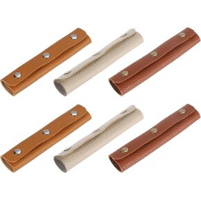 uxcell 6Pcs Handbag Handle Wrap Covers, PU Leather 3 Clasps Luggage Grip Protector for Suitcases, Shopping Bag (13x9cm, 3 Colors)
