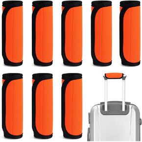 8 Pcs Soft Luggage Handle Wrap Grip Cover Identifiers, Vivid Orange Suitcase Handle Wraps, Waterproof Luggage Handle Covers Tags Accessories for Travel Bag Trolley Case Airplane (Orange)