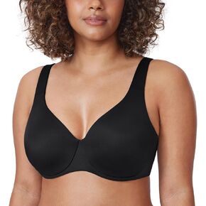 DELIMIRA Women's Plus Size Bras Minimizer Underwire Full Coverage Unlined Seamless Cup Black 40DD